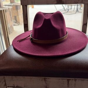 Elegant Burgundy Fedora Hat